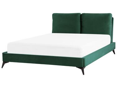 Lit avec sommier Velours MELLE 140 x 200 cm Vert émeraude