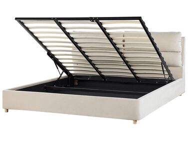 Lit ottoman Velours BATILLY 180 x 200 cm Beige clair