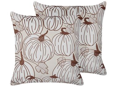 Lot de 2 coussins décoratifs GOURD Velours 45 x 45 cm Beige Motif de plante