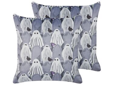 Lot de 2 coussins décoratifs FANATE Velours 45 x 45 cm Gris Motif abstrait