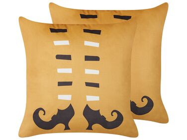 Lot de 2 coussins décoratifs COVASNA Velours 45 x 45 cm Orange Motif abstrait