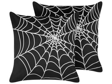 Lot de 2 coussins décoratifs LYCORIS Velours 45 x 45 cm Noir Motif abstrait