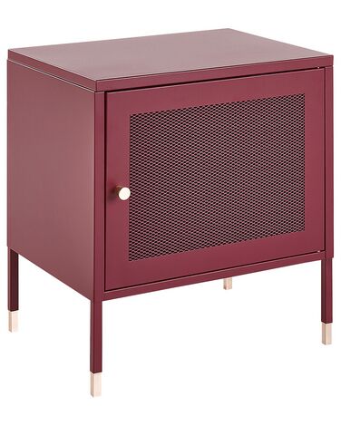 Bedside Table OSSETT Metal Dark Red