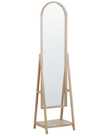Miroir sur pied avec étagère CHAMBERY 170 cm Bois de paulownia Marron clair