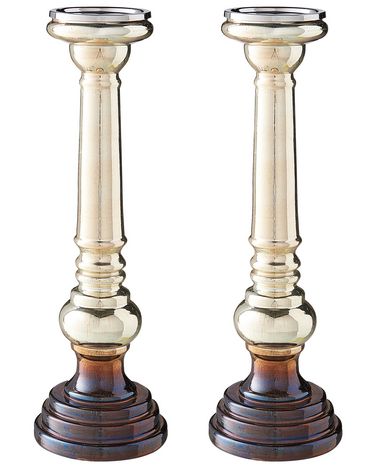 Set van 2 kaarshouders IMARTI Glas 40 cm Goud