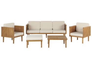 Loungeset met tafel en ottomaan 5-zits BARATTI Acaciahout Bruin