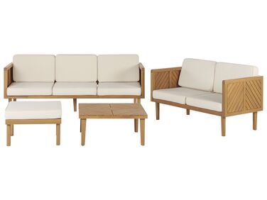 Ensemble de salon de jardin avec table et ottoman 5 places BARATTI Acacia Marron