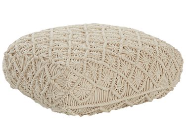 Pouf Macramé BERRECHID Coton Beige