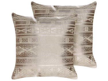 Lot de 2 coussins décoratifs OUJDA Coton 50 x 50 cm Rose doré Motif géométrique