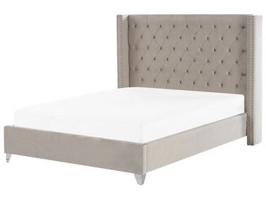 Lit avec sommier Velours LUBBON 180 x 200 cm Gris clair