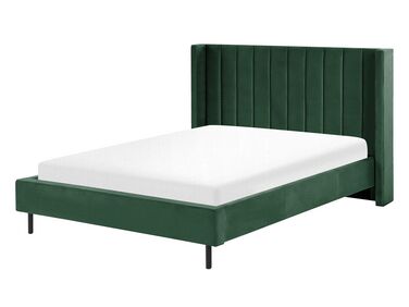Lit avec sommier Velours VILLETTE 140 x 200 cm Vert foncé