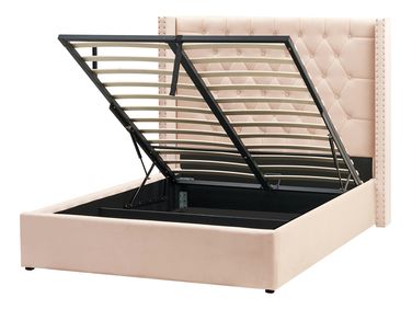 Bed met opbergruimte Fluweel LUBBON 140 x 200 cm Beige