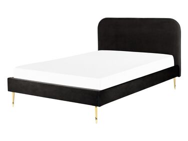 Bed Fluweel FLAYAT 140 x 200 cm Zwart