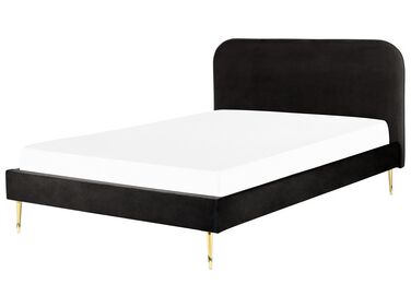 Bed Fluweel FLAYAT 180 x 200 cm Zwart