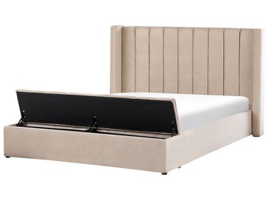 Lit avec banc de rangement Velours NOYERS 180 x 200 cm Beige