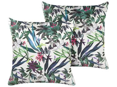 Lot de 2 coussins décoratifs GASTERIA Velours 45 x 45 cm Vert Motif de plante