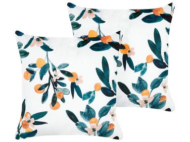 Lot de 2 coussins décoratifs KNAUTIA Velours 45 x 45 cm Multicolore Motif de plante