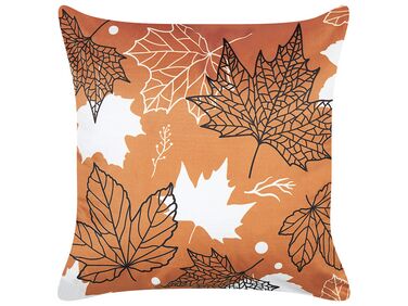 Sierkussen POINSETTIA Fluweel 45 x 45 cm Oranje bladpatroon