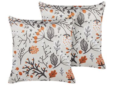 Lot de 2 coussins décoratifs MONTBRETIA Velours 45 x 45 cm Multicolore Motif de plante