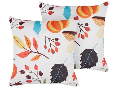 Lot de 2 coussins décoratifs VISCARIA Velours 45 x 45 cm Multicolore Motif de plante