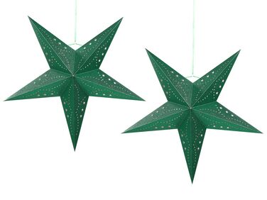Lot de 2 décorations suspendues LED MOTTI Étoile 60 cm Vert émeraude