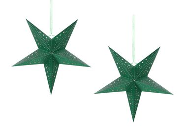 Lot de 2 décorations suspendues LED MOTTI Étoile 45 cm Vert émeraude