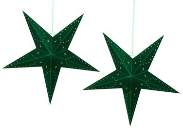 Set van 2 hangende decoraties LED MOTTI Ster 60 cm Smaragdgroen