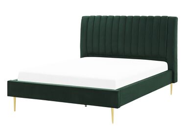 Lit avec sommier Velours MARVILLE 140 x 200 cm Vert émeraude