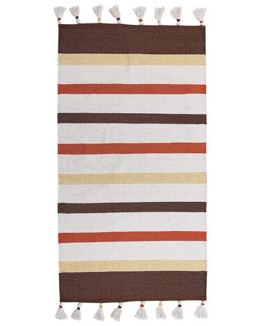 Vloerkleed HISARLI Bruin 80 x 150 cm Katoen