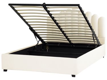 Lit ottoman Velours VINCENNES 160 x 200 cm Blanc cassé