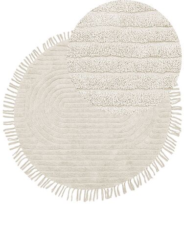 Vloerkleed HALFETI Lichtbeige ø 140 cm Katoen