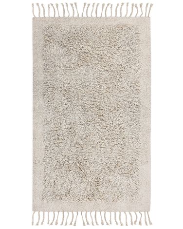Vloerkleed BITLIS Lichtbeige 80 x 150 cm Katoen