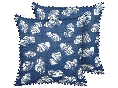 Lot de 2 coussins décoratifs DANDELION 45 x 45 cm Bleu foncé Motif de plante
