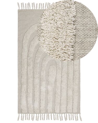 Vloerkleed HAKKARI Lichtbeige 80 x 150 cm Katoen