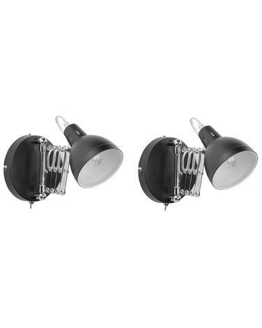 Lot de 2 lampes murales HARRINGTON Réglable Métal Noir