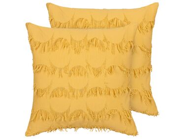 Lot de 2 coussins décoratifs AGASTACHE 45 x 45 cm Jaune Motif géométrique