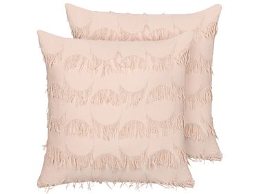 Lot de 2 coussins décoratifs AGASTACHE 45 x 45 cm Rose Motif géométrique