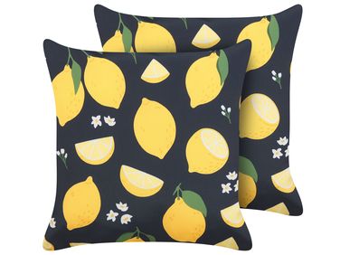 Lot de 2 coussins décoratifs CITRUS 45 x 45 cm Noir Motif de plante