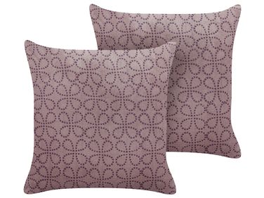 Lot de 2 coussins décoratifs LARKSPUR Velours 45 x 45 cm Rose Motif géométrique