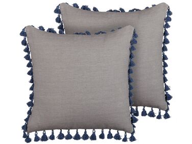 Lot de 2 coussins décoratifs CARPINUS Lin 45 x 45 cm Gris Unicolore