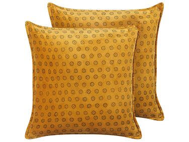 Lot de 2 coussins décoratifs RAPIS Velours 45 x 45 cm Jaune Motif géométrique