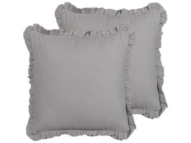 Lot de 2 coussins décoratifs GLABRA Lin 45 x 45 cm Gris Unicolore