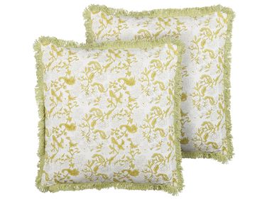 Lot de 2 coussins décoratifs FILIX Coton 45 x 45 cm Vert Motif floral