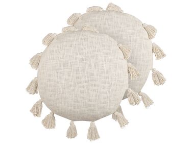 Lot de 2 coussins décoratifs MADIA Coton 45 x 45 cm Beige clair Unicolore