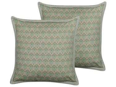 Lot de 2 coussins décoratifs PICTUS Velours 45 x 45 cm Vert Motif de plante