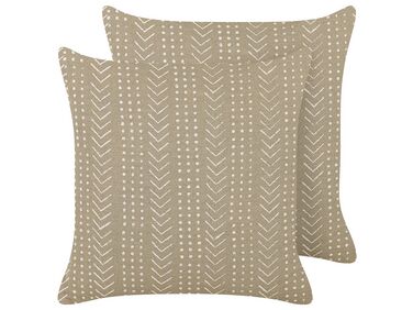 Lot de 2 coussins décoratifs SENECIO Coton 45 x 45 cm Beige Motif géométrique