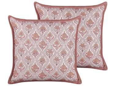 Lot de 2 coussins décoratifs PICEA Velours 45 x 45 cm Rouge Motif floral