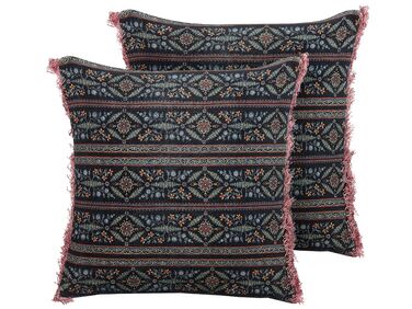 Lot de 2 coussins décoratifs RUTA Velours 45 x 45 cm Multicolore Motif floral
