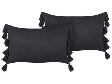 Lot de 2 coussins décoratifs LYTHRUM Coton 45 x 45 cm Gris foncé Unicolore