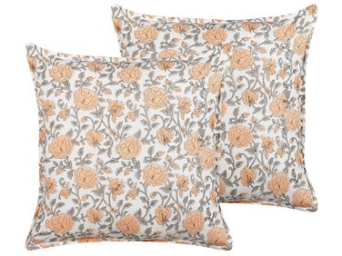Lot de 2 coussins décoratifs MEADIA Coton 45 x 45 cm Rouge Motif floral